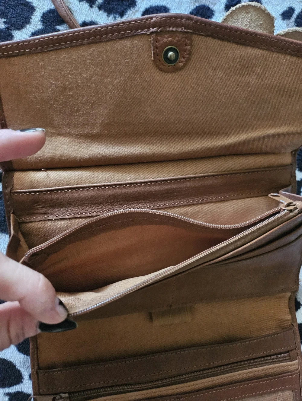 Vintage Fossil Leather Tan Brown Crossbody Bag Snap Closure, Cottagecore Boho